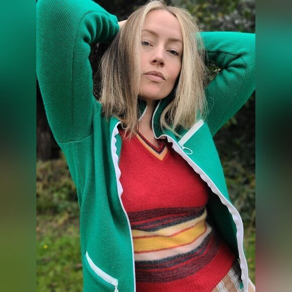 The Kelly Green Wool Zip Up TUNDRA Sweater M - Picture 12 of 16